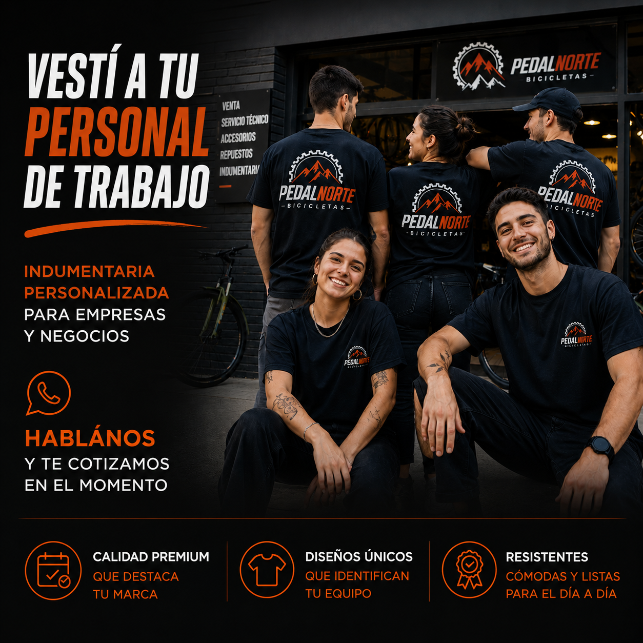 Pieza publicitaria Mouli — personal uniformado
