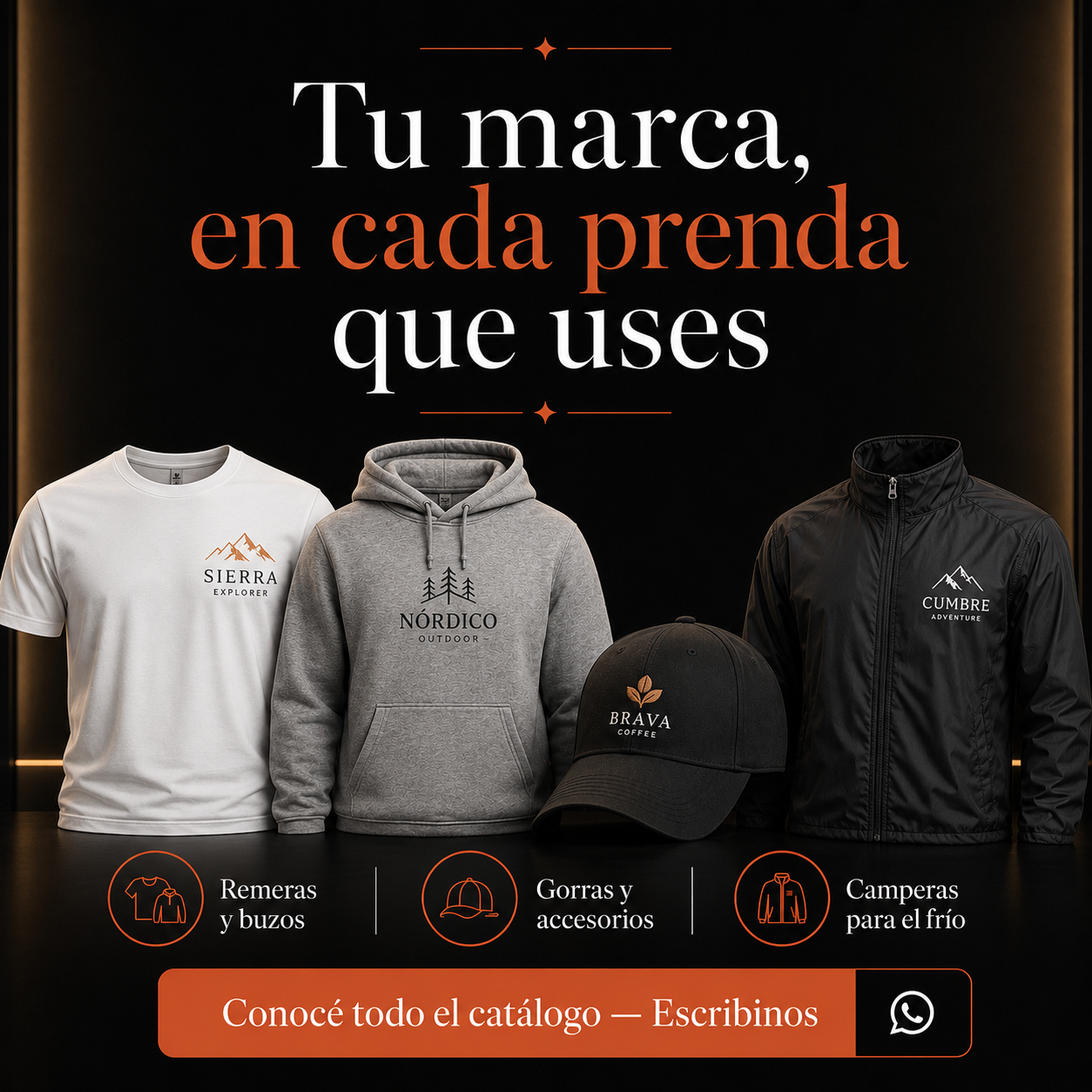 Pieza publicitaria Mouli — remeras, gorras y camperas